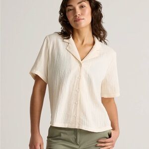 NWT Quince Organic Cotton Gauze Vintage Cream Shirt S